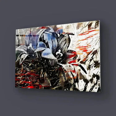 Red Black Abstract Flowers Bouquets Pollard Glass Wall Art - DIY - CreoGlass®