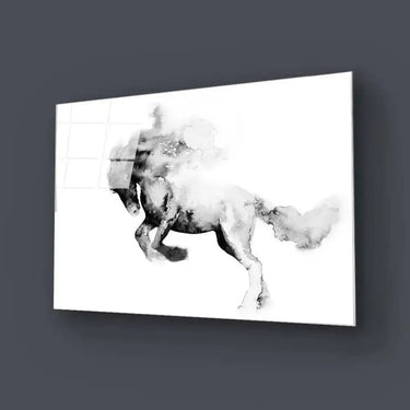 Running Horse in Black Ink Glass Wall Art - DIY - CreoGlass®