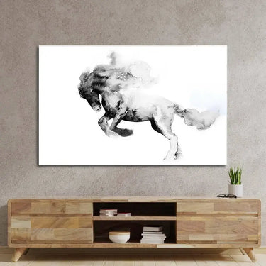 Running Horse in Black Ink Glass Wall Art - DIY - CreoGlass®