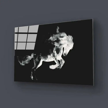 Running Horse in White Ink Glass Wall Art - DIY - CreoGlass®