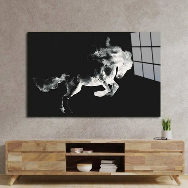 Running Horse in White Ink Glass Wall Art - DIY - CreoGlass®