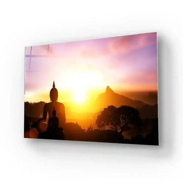 Silhouette of Buddha on Sunset Glass Wall Art - DIY - CreoGlass®