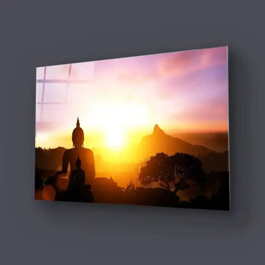 Silhouette of Buddha on Sunset Glass Wall Art - DIY - CreoGlass®
