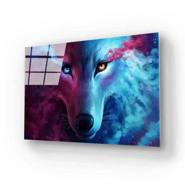 Snow Wolf Purple and Blue Glass Wall Art - DIY - CreoGlass®