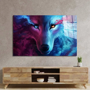 Snow Wolf Purple and Blue Glass Wall Art - DIY - CreoGlass®