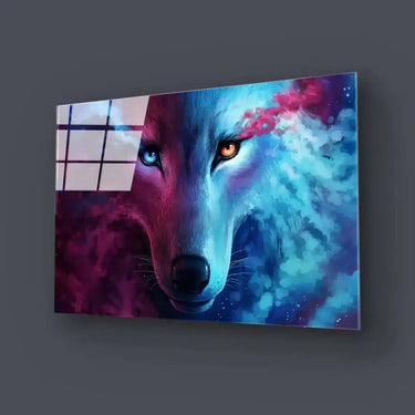 Snow Wolf Purple and Blue Glass Wall Art - DIY - CreoGlass®