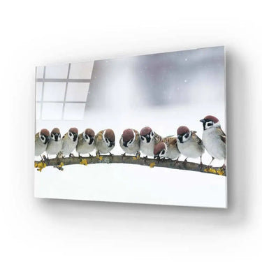 Sparrows Sitting on a Branch Glass Wall Art - DIY - CreoGlass®