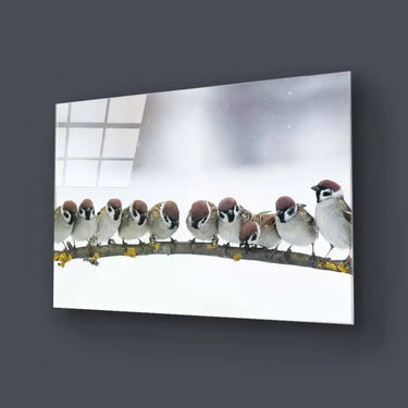 Sparrows Sitting on a Branch Glass Wall Art - DIY - CreoGlass®