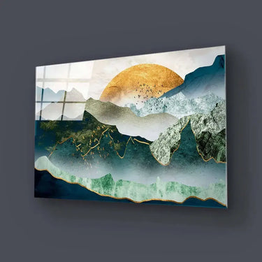 Stylised Sunset Cut-out Illustration Glass Wall Art - DIY - CreoGlass®