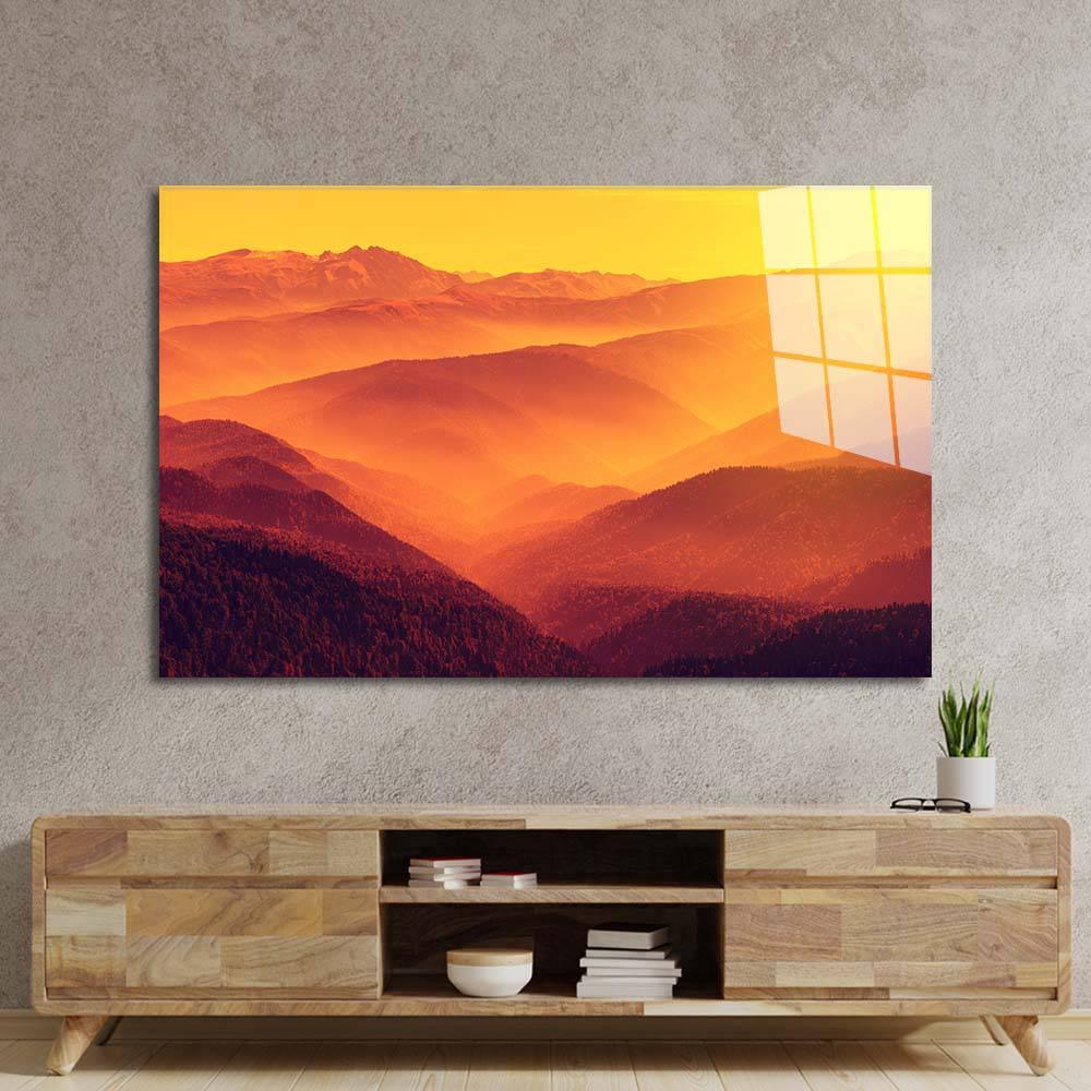 Sunset Mountain Forest Glass Wall Art - DIY - CreoGlass®