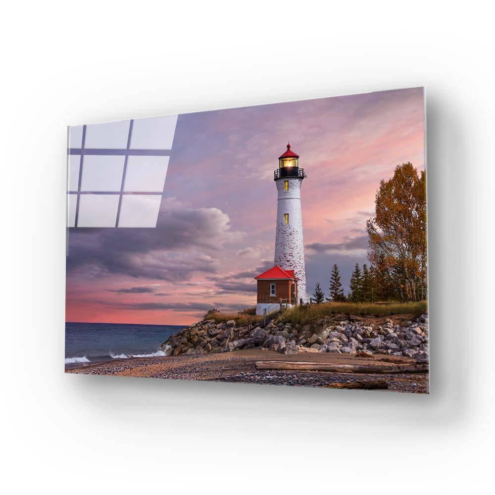 The Crisp Point Lighthouse During Sunset Glass Wall Art - DIY - CreoGlass®