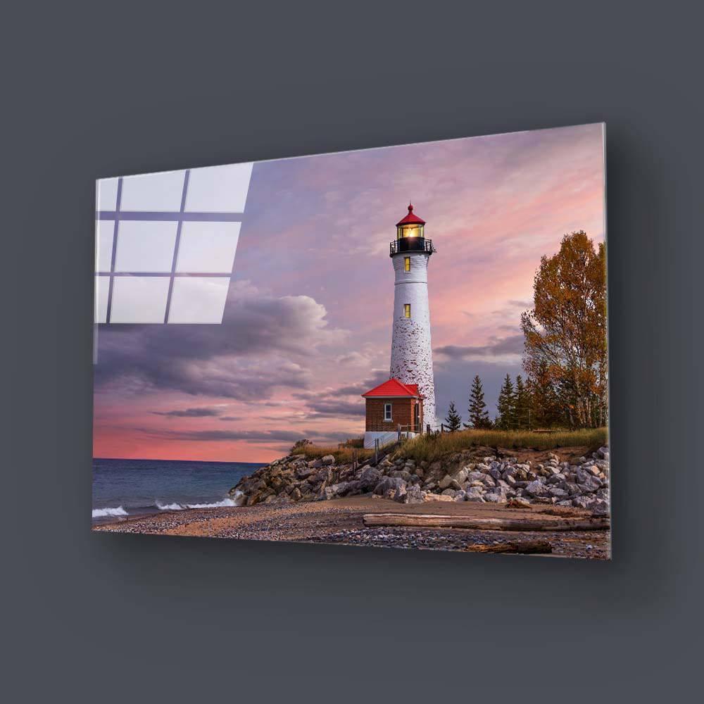 The Crisp Point Lighthouse During Sunset Glass Wall Art - DIY - CreoGlass®