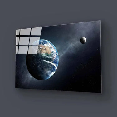 The Earth and Moon with the Milky Way Glass Wall Art - DIY - CreoGlass®