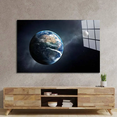 The Earth and Moon with the Milky Way Glass Wall Art - DIY - CreoGlass®