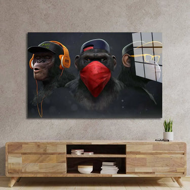 Three Wise Monkeys Glass Wall Art - DIY - CreoGlass®