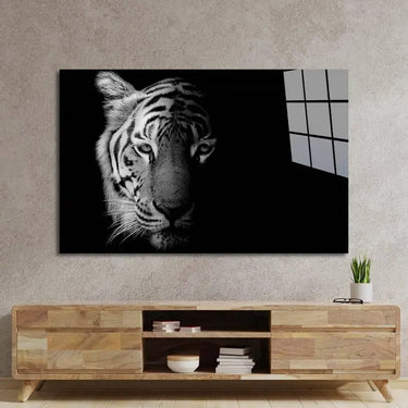 Tiger Black and White Glass Wall Art - DIY - CreoGlass®