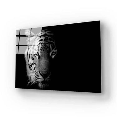 Tiger Black and White Glass Wall Art - DIY - CreoGlass®