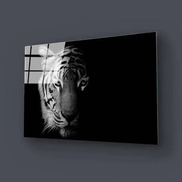 Tiger Black and White Glass Wall Art - DIY - CreoGlass®