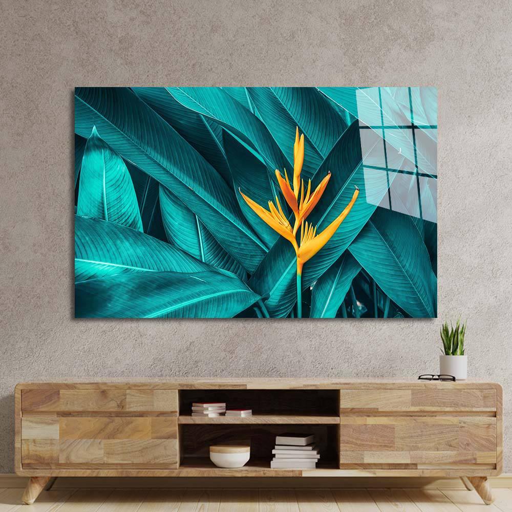 Tropical Leaves Colourful Flower Glass Wall Art - DIY - CreoGlass®