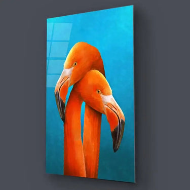 Two Orange Flamingos Painting Glass Wall Art - DIY - CreoGlass®
