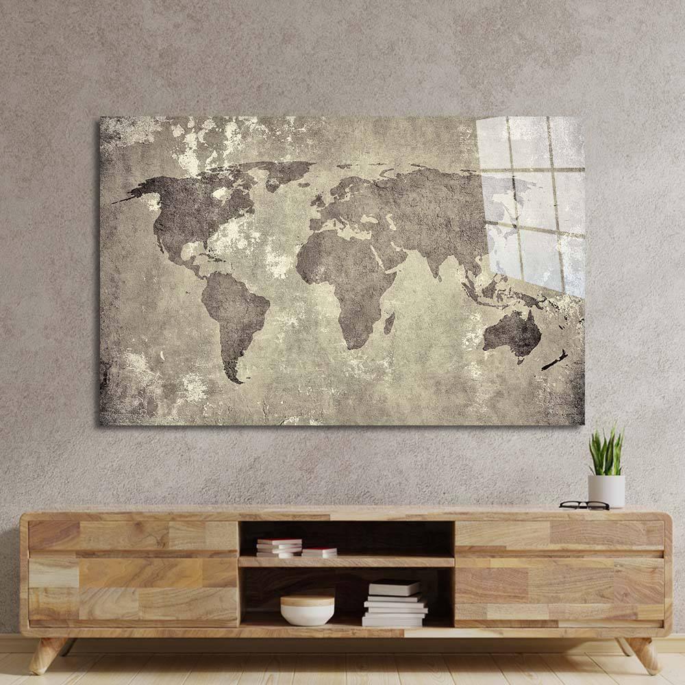 Vintage World Map Glass Wall Art - DIY - CreoGlass®