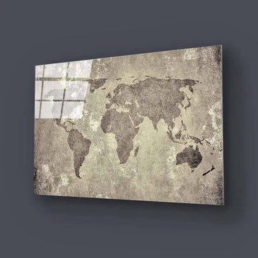 Vintage World Map Glass Wall Art - DIY - CreoGlass®