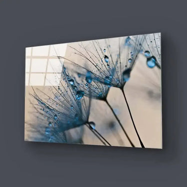 Water droplets on a Dandelion Glass Wall Art - DIY - CreoGlass®