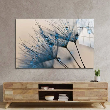 Water droplets on a Dandelion Glass Wall Art - DIY - CreoGlass®