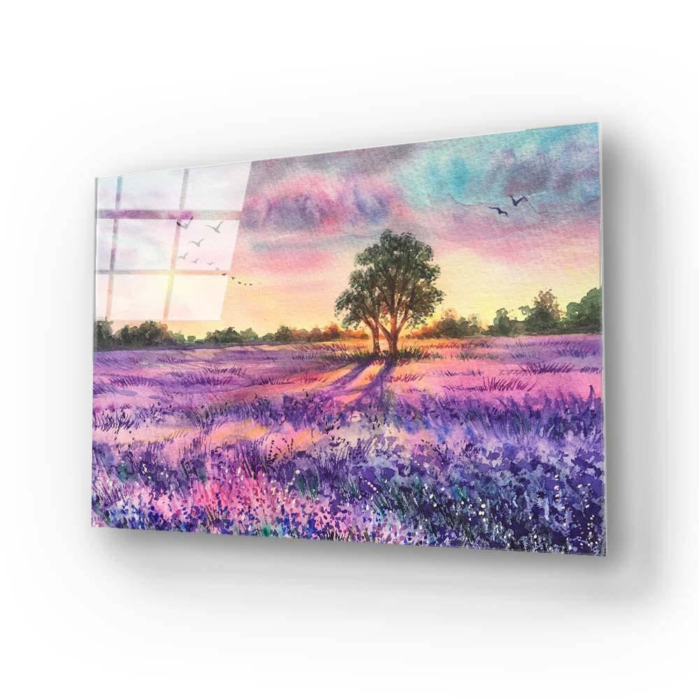 Watercolour Lavender Field Glass Wall Art - DIY - CreoGlass®