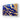 Bespoke decorative glass panel with blue and gold cracked texture, ideal for luxury interiors