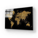 World Map in Black and Gold Glass Wall Art - DIY - CreoGlass®