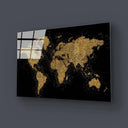 World Map in Black and Gold Glass Wall Art - DIY - CreoGlass®