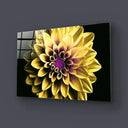 Yellow and Purple Dahlia Glass Wall Art - Landscape Sizes - DIY - CreoGlass®