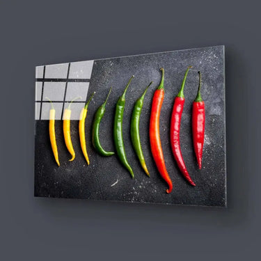Yellow, Green and Red Peppers Glass Wall Art - DIY - CreoGlass®