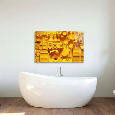 Yellow Musical Collage Glass Wall Art - DIY - CreoGlass®