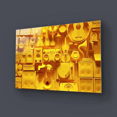 Yellow Musical Collage Glass Wall Art - DIY - CreoGlass®