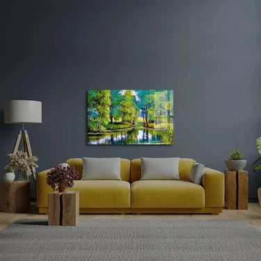 Autumn Landscape Trees Lake Glass Wall Art - DIY - CreoGlass®