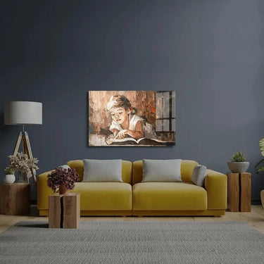 A Child Reads Book Warm Sun Glass Wall Art - DIY - CreoGlass®