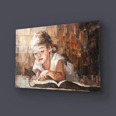 A Child Reads Book Warm Sun Glass Wall Art - DIY - CreoGlass®