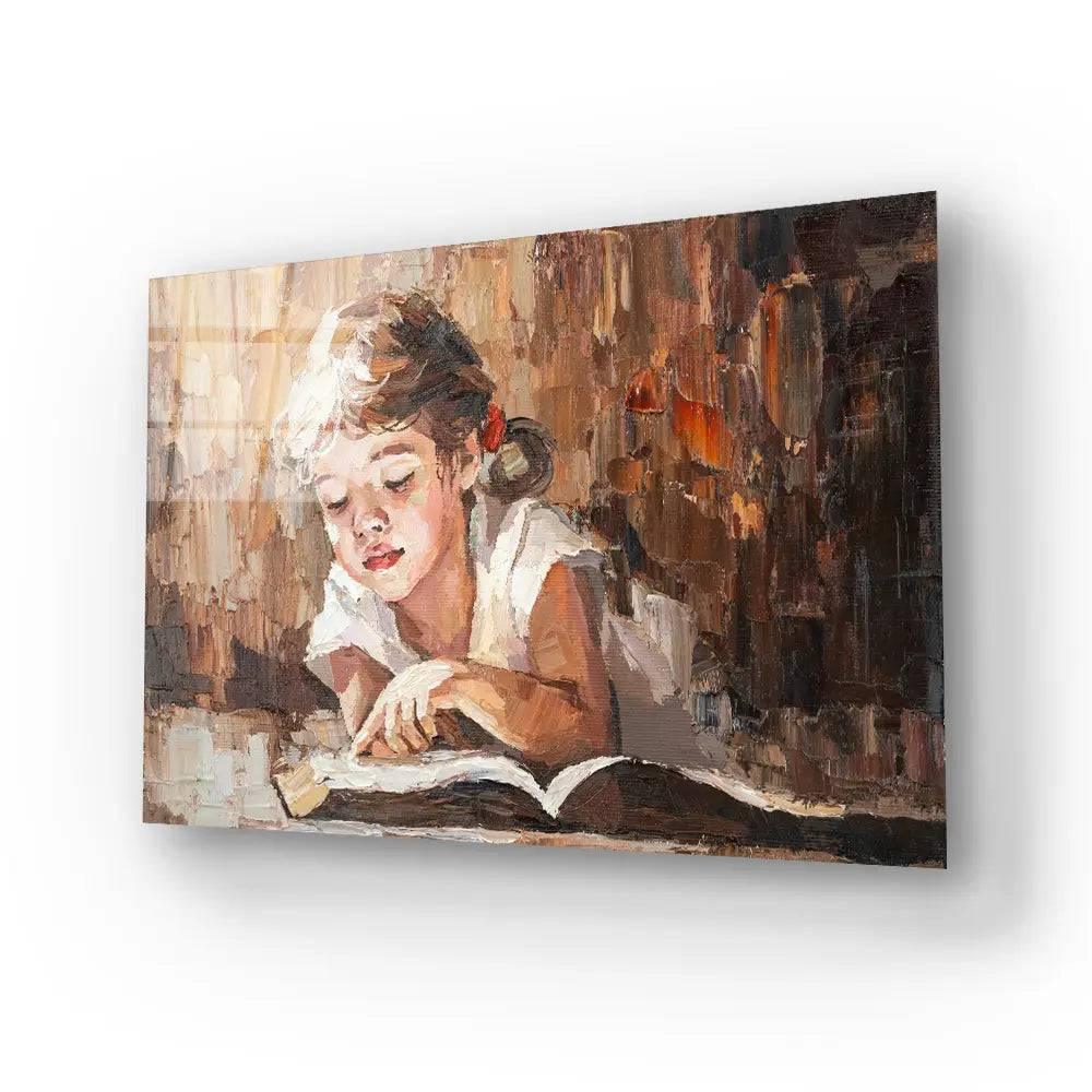 A Child Reads Book Warm Sun Glass Wall Art - DIY - CreoGlass®