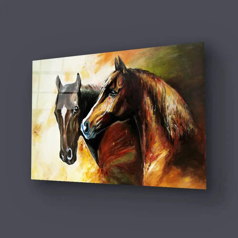 A Pair of Horses Glass Wall Art - DIY - CreoGlass®