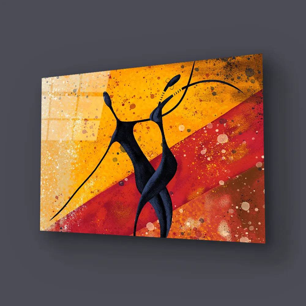 African Couple Dance Floor Glass Wall Art - DIY - CreoGlass®