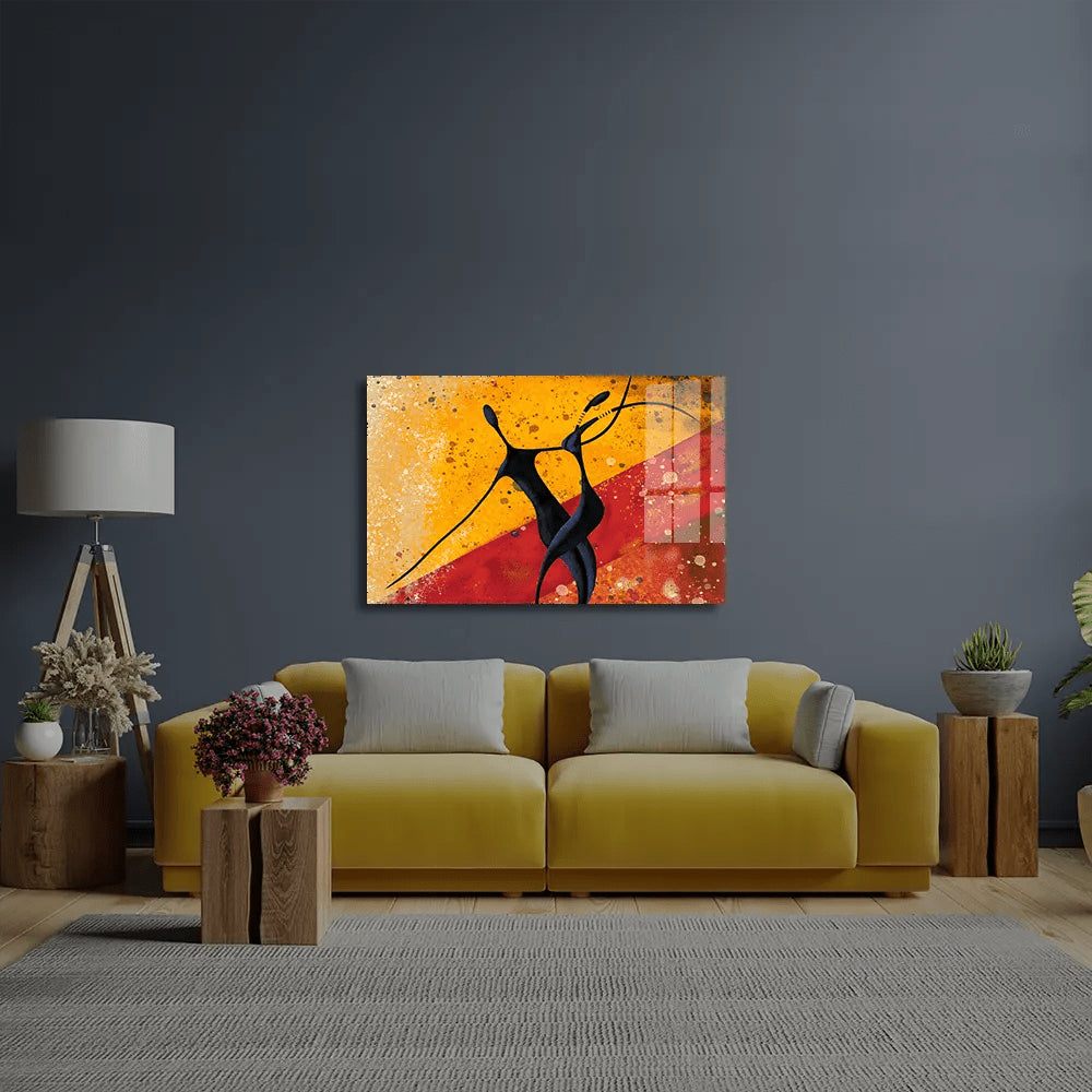 African Couple Dance Floor Glass Wall Art - DIY - CreoGlass®