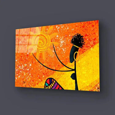 African Girl Holds Sun Glass Wall Art - DIY - CreoGlass®