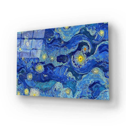 Cloudy Blue Night Sky Stars Glass Wall Art - DIY - CreoGlass®