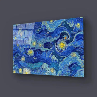 Cloudy Blue Night Sky Stars Glass Wall Art - DIY - CreoGlass®