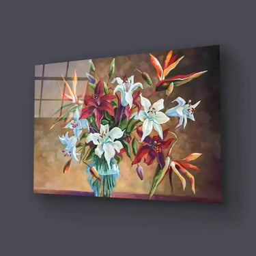Colorful Lily Flowers Glass Wall Art - DIY - CreoGlass®