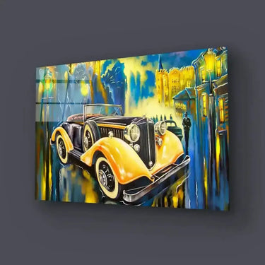 Completely Fictional Old Car Street Glass Wall Art - DIY - CreoGlass®