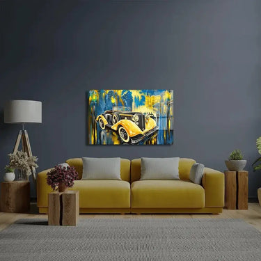 Completely Fictional Old Car Street Glass Wall Art - DIY - CreoGlass®