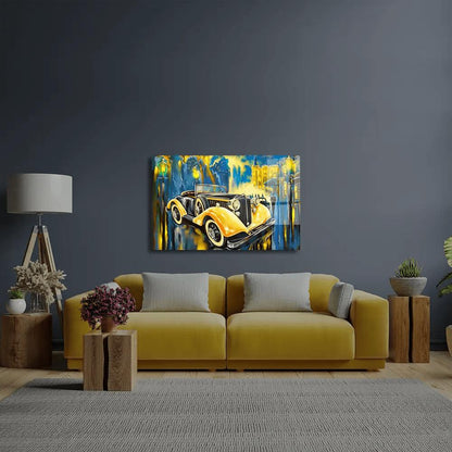 Completely Fictional Old Car Street Glass Wall Art - DIY - CreoGlass®
